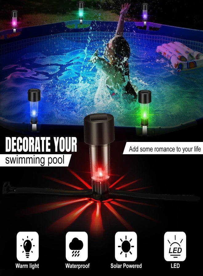 Baquler Pool Solar Lights for Framed Above Ground Pools Waterproof Solar Light Outdoor Swimming Pool Fence Decorations Pool Accessories Night Lights (Colorful Light,8 Pcs) - Image 3