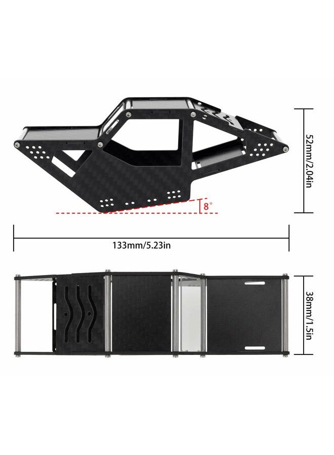 MEUS RACING Upgrade RC Carbon Fiber LCG Chassis Frame Body Kit, 1/24 Rocks Cage Body Shell Set RC Replacement Parts for Axial SCX24 C10 JLU Ford Bronco RC Crawler Upgrades Accessories Parts Black - Image 3