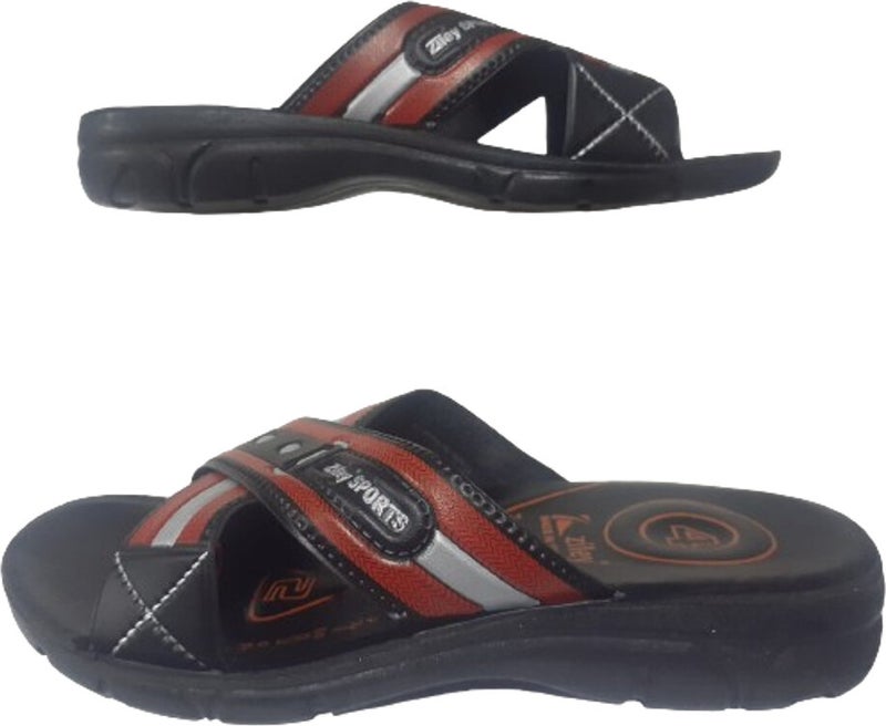 Ziley Unisex Black-Orange Ultra Light Daily Slippers ZLEY7997 - Image 1
