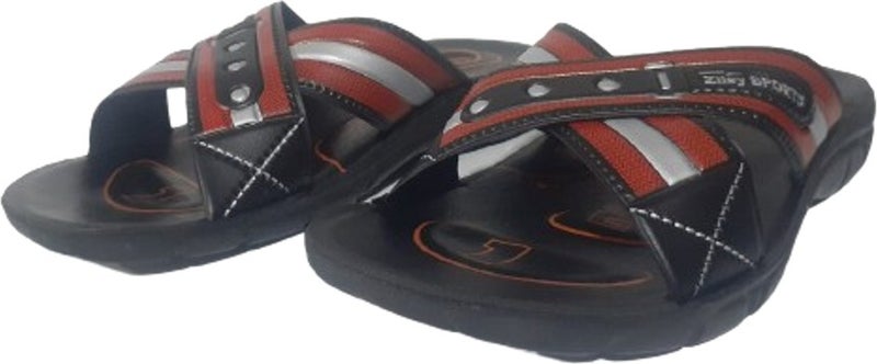Ziley Unisex Black-Orange Ultra Light Daily Slippers ZLEY7997 - Image 2