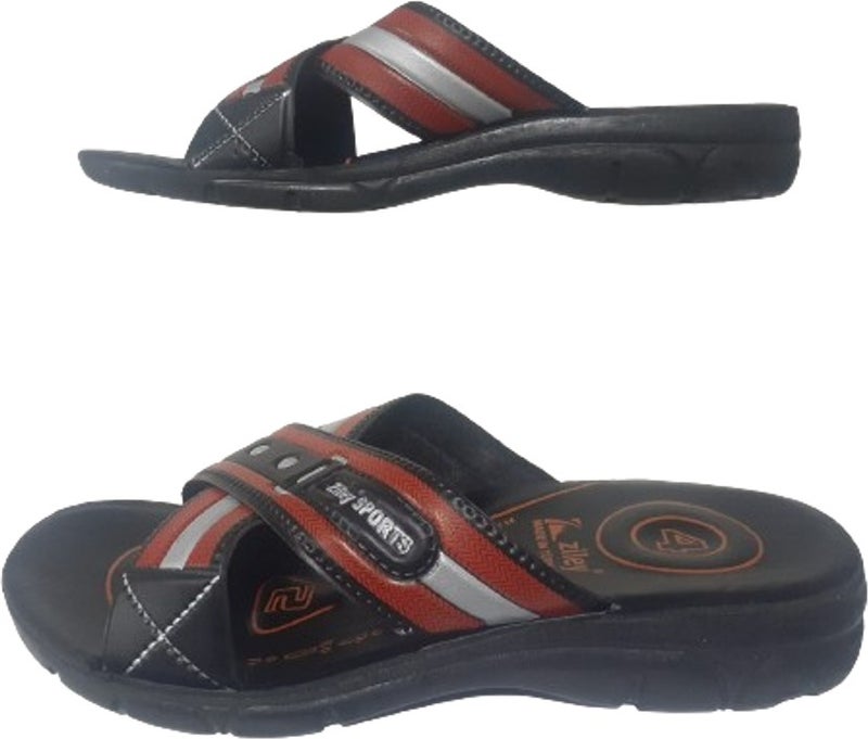 Ziley Unisex Black-Orange Ultra Light Daily Slippers ZLEY7997 - Image 5