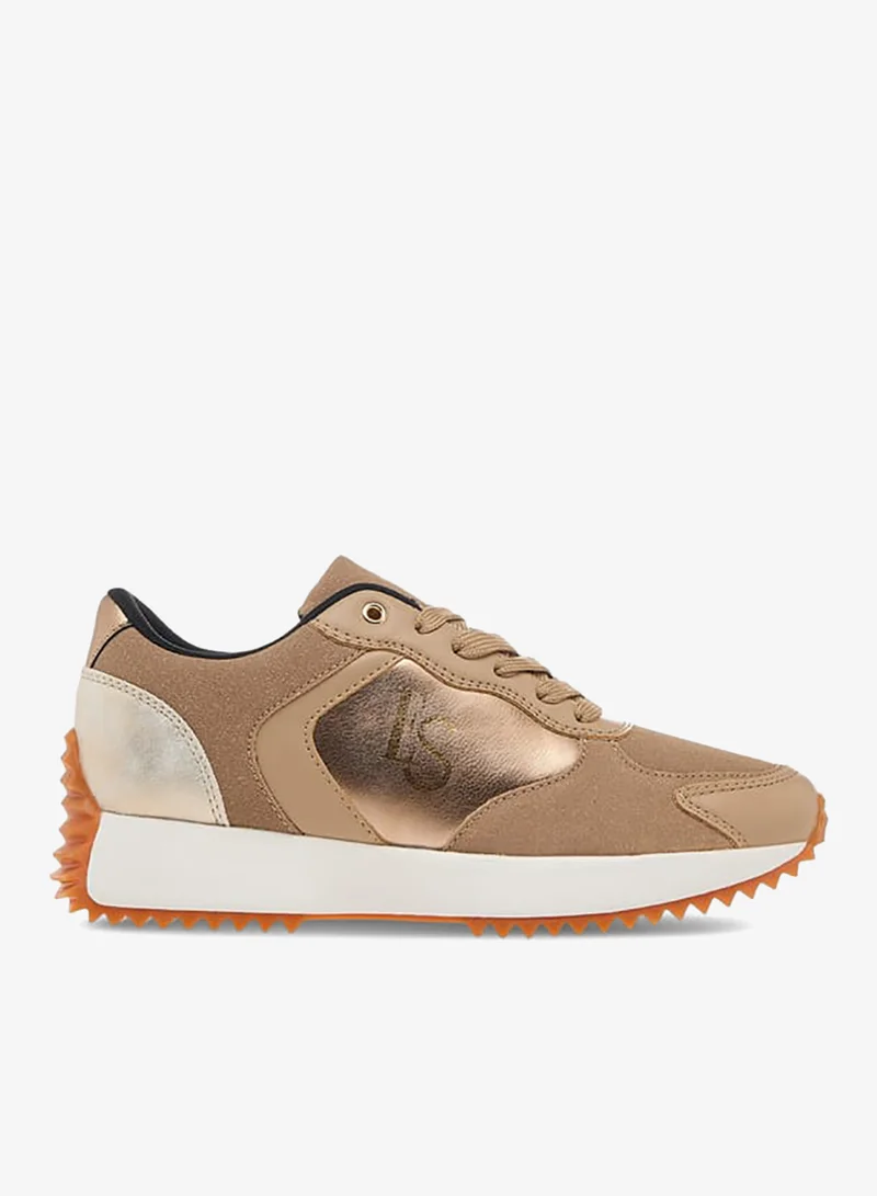 ELLE BRONZE Women's Panelled Sneakers with Lace-Up Closure for Women | Best Price UAE