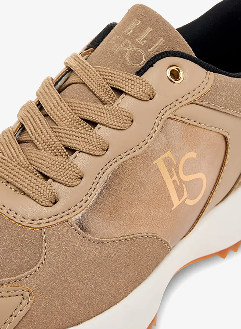 ELLE BRONZE Women's Panelled Sneakers with Lace-Up Closure for Women | Best Price UAE