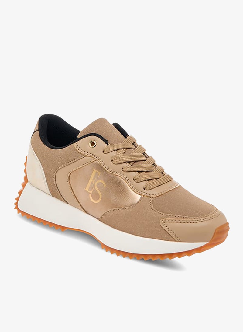 ELLE Women's Panelled Sneakers with Lace-Up Closure - Image 1