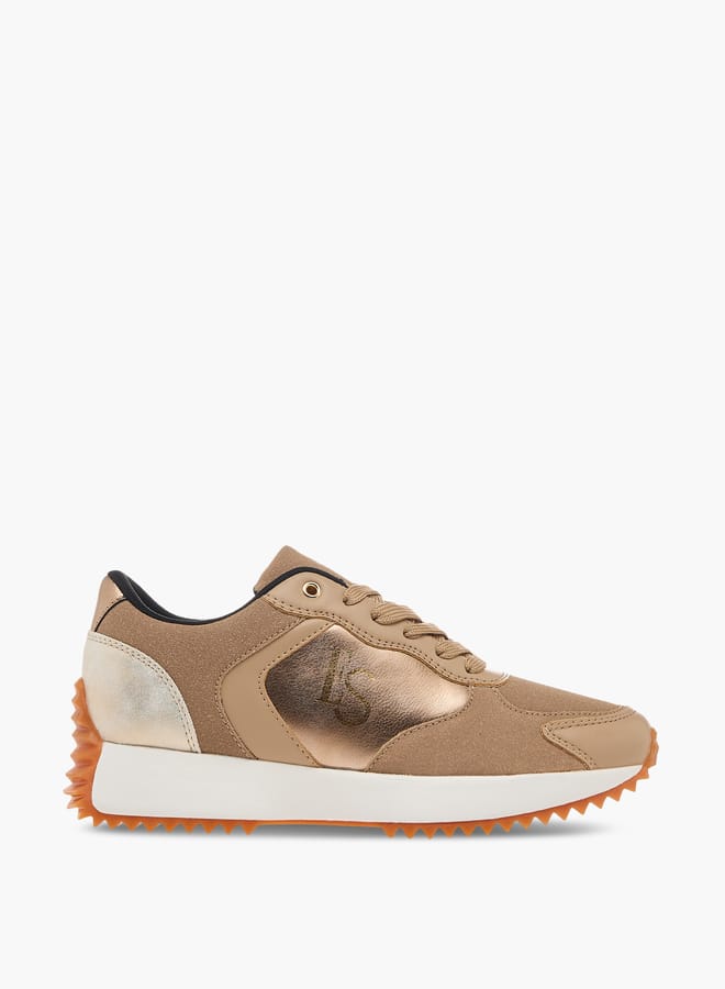 ELLE Women's Panelled Sneakers with Lace-Up Closure  - Image 3