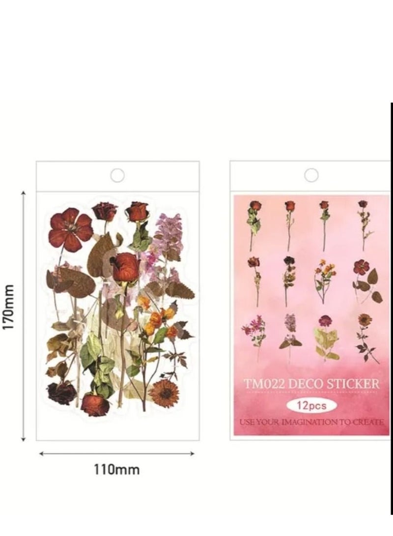 12 قطعة ملصقات أعشاب روز شفافة عتيقة لأجهزة الكمبيوتر المحمول Ipad سجل القصاصات والقرطاسية ملصق لوازم الحرف مادة سكرابوكينغ - Image 1