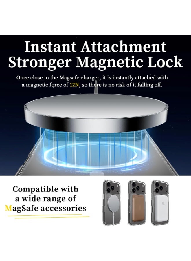 MUNTAQI MagSafe Clear Case for iPhone 17 Pro, Slim Transparent Protective Cover with Shockproof Bumper, Scratch-Resistant Anti-Yellowing Crystal Clear Case Compatible with MagSafe Wireless Charging Accessories - Image 4