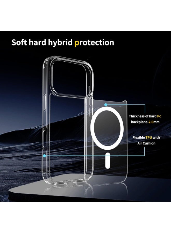 MUNTAQI MagSafe Clear Case for iPhone 17 Pro, Slim Transparent Protective Cover with Shockproof Bumper, Scratch-Resistant Anti-Yellowing Crystal Clear Case Compatible with MagSafe Wireless Charging Accessories - Image 3
