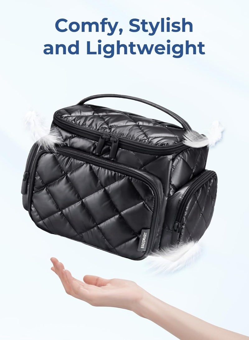 general Large Capacity Premium Sense Multifunctional Women's Cosmetic Bag Jewelry Quilting Large Capacity Storage Box (Black) - Image 4