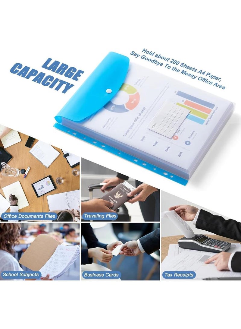 PAPERSAY 12 Pack A4 Plastic Expanding File Folder,Binder Pocket Organizer Folder,Binder Folders with Snap Button and Label,Large Capacity Clear Plastic Envelopes Document Folder for School Home Office - Image 5