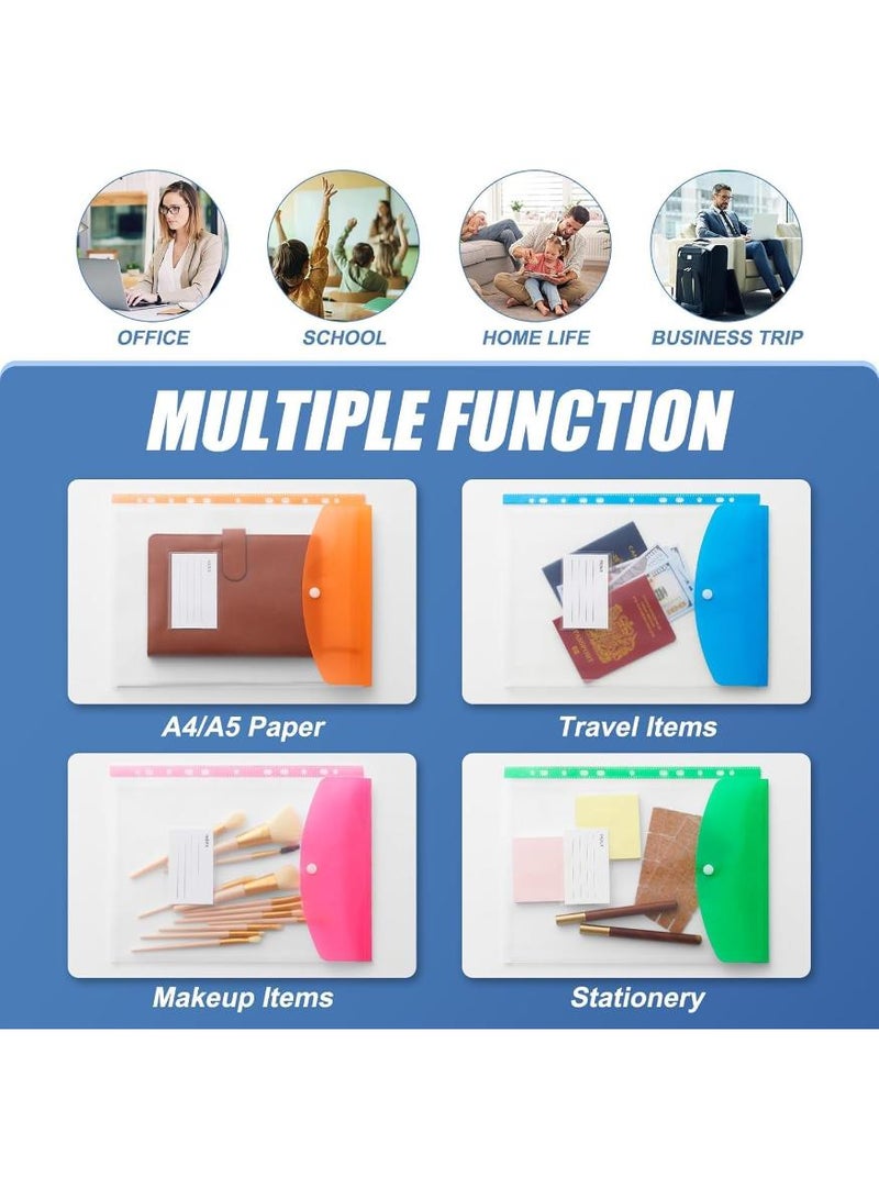 PAPERSAY 12 Pack A4 Plastic Expanding File Folder,Binder Pocket Organizer Folder,Binder Folders with Snap Button and Label,Large Capacity Clear Plastic Envelopes Document Folder for School Home Office - Image 3