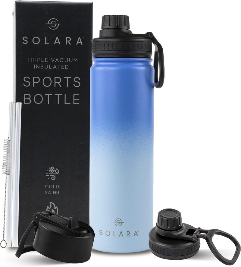 SOLARA Insulated Water Bottle 650ml, Hot Water Bottle, Thermosteel Water Bottle for Travel, Home, Office, School, Gym, Adults, Water Bottle Hot and Cold, Sipper Bottle, Blue Wave - Image 2