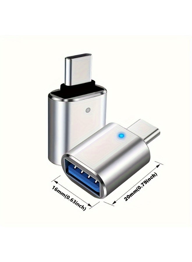 OTG High-Speed Type-C to USB 3.0 OTG Converter with LED Light for Android & Laptops - Grey - Image 3