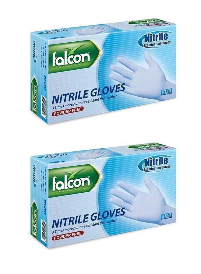 Falcon Pack of 2 Nitrile Gloves - Blue Powder Free (Large) - Image 1