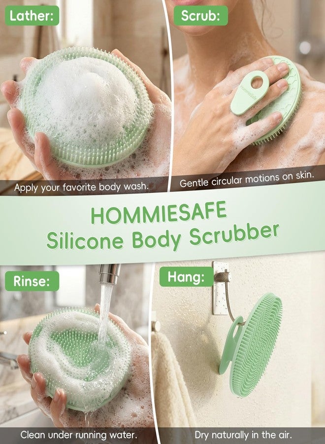 HOMMIESAFE 2 Pack Soft Silicone Body Scrubber, Exfoliating Skin Massage Shower Brush - Image 4
