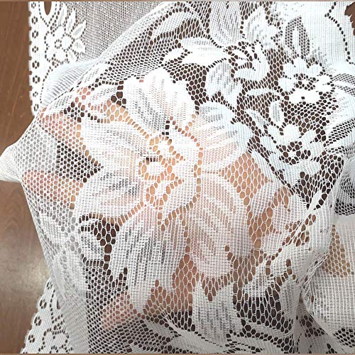 WUBODTI White Lace Swag Curtains for Kitchen, Sheer Floral Embroidery Window Valances Hollow Knitted Home Decor Lace Valance Curtains for Living Room Bathroom Cafe Small Windows, 63" Wx24”L - Image 5