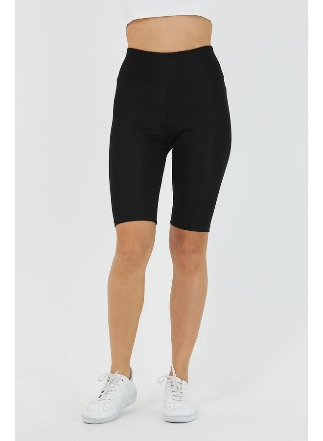 Mmetalic  Women's Black High Waist Short Leggings. for Women | Best Price UAE