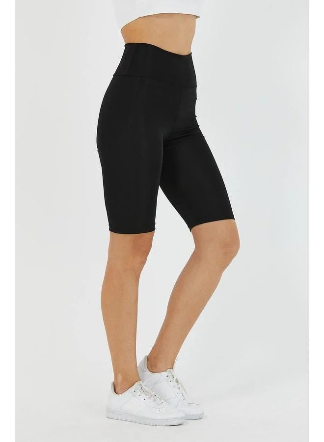 Mmetalic  Women's Black High Waist Short Leggings. for Women | Best Price UAE