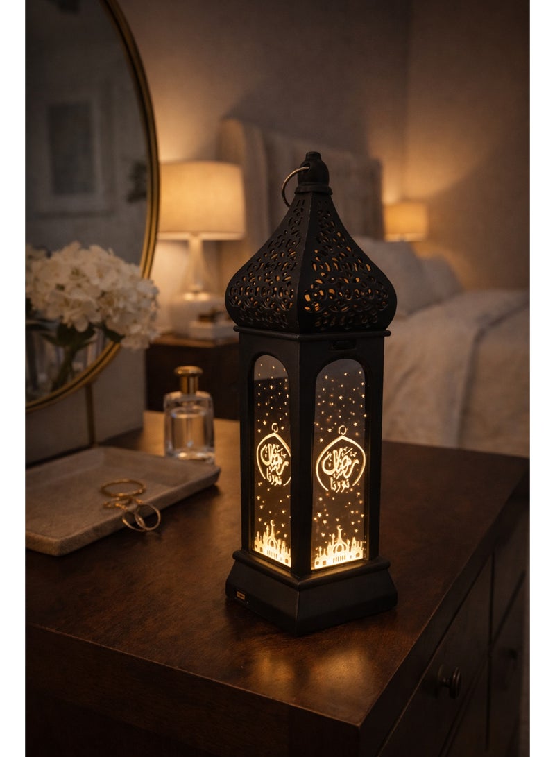 Led Black Ramadan Lantern Home Decor – Model K06-134 – Single Piece – Height 20 Cm - Image 1