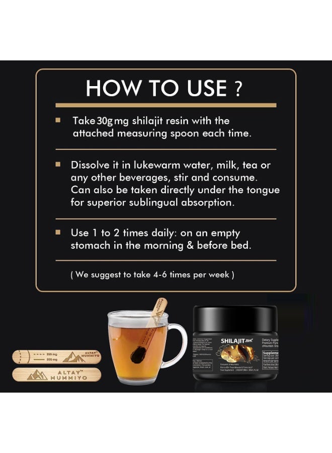 شيلاجيت آر إكس عبوة من قطعتين من راتنج شيلاجيت الهيمالايا النقي عالي الفعالية، درجة ذهبية، للرجال والنساء | 75 حصة لتعزيز الطاقة ودعم المناعة، 85+ معادن نادرة، 75%+ حمض الفولفيك - Image 2