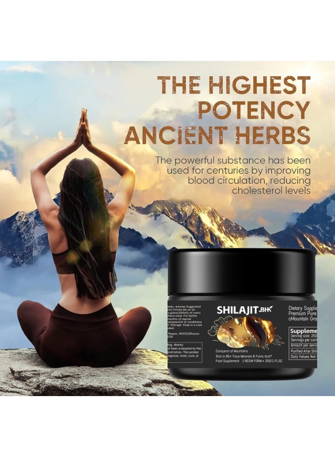 شيلاجيت آر إكس عبوة من قطعتين من راتنج شيلاجيت الهيمالايا النقي عالي الفعالية، درجة ذهبية، للرجال والنساء | 75 حصة لتعزيز الطاقة ودعم المناعة، 85+ معادن نادرة، 75%+ حمض الفولفيك - Image 3