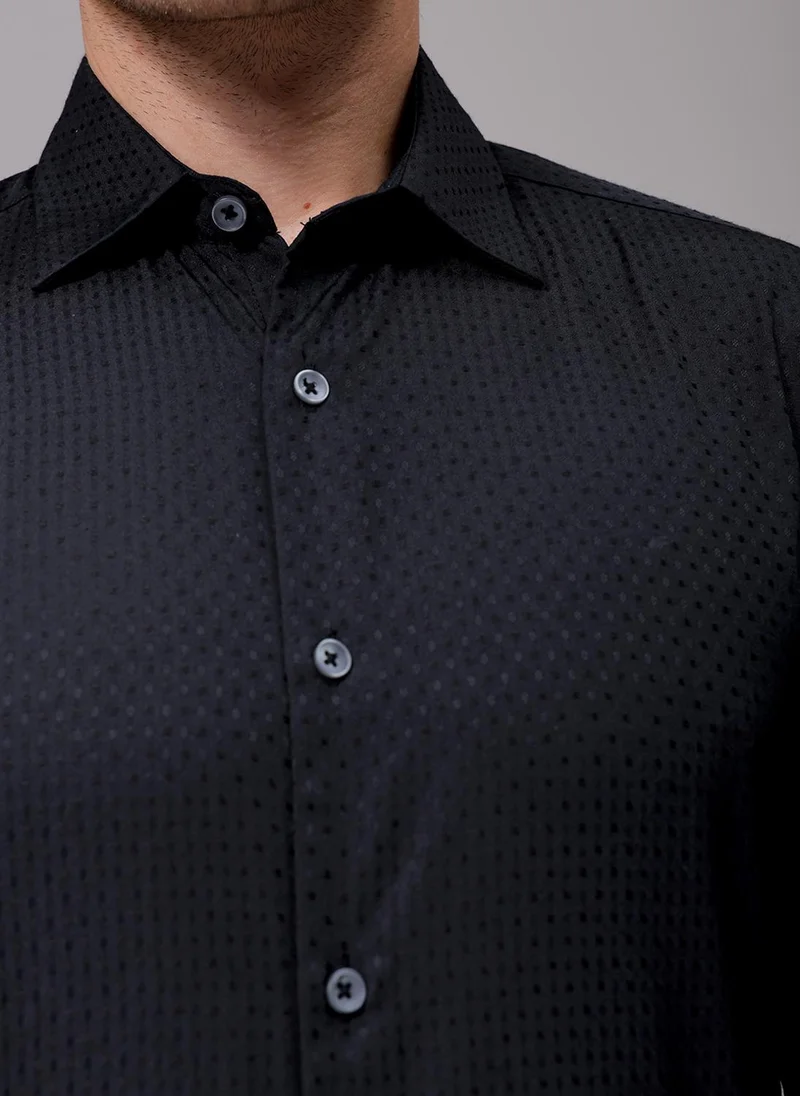 The Indian Garage Co Men Slim Fit Solid Full Sleeves Cutaway Collar Formal Shirt