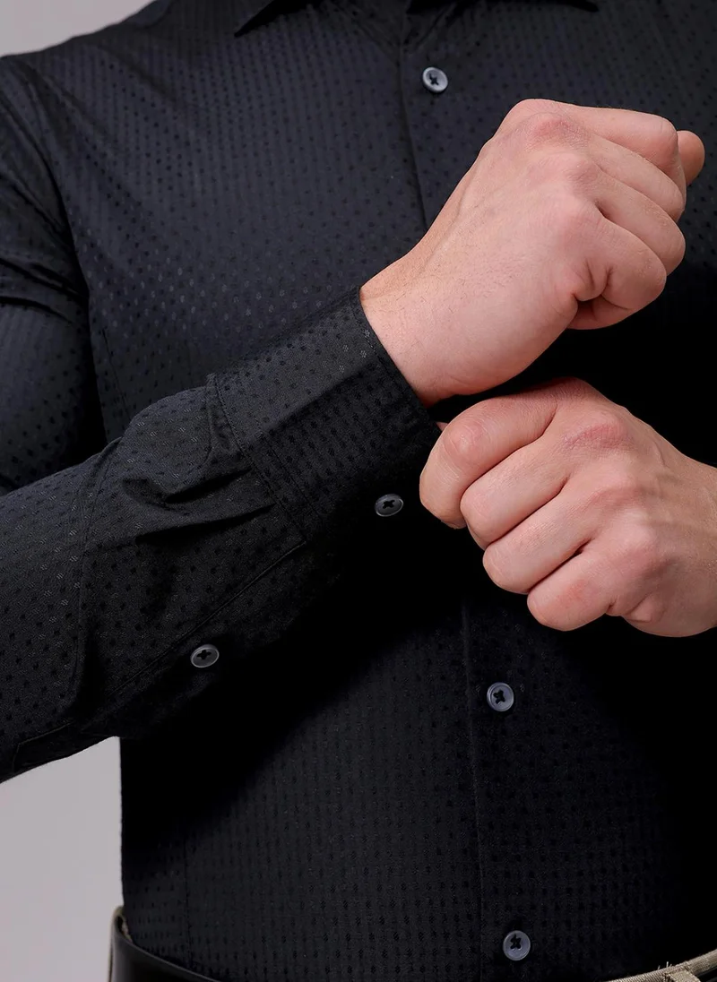 The Indian Garage Co Men Slim Fit Solid Full Sleeves Cutaway Collar Formal Shirt
