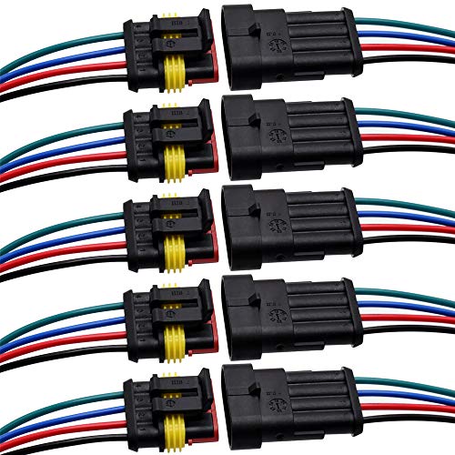 G 4 Pin Connector Waterproof Connector, Male and Female Way 16 AWG Wire Suitable for car Truck, Boat and Other Wire Connection 5 kit - Image 1