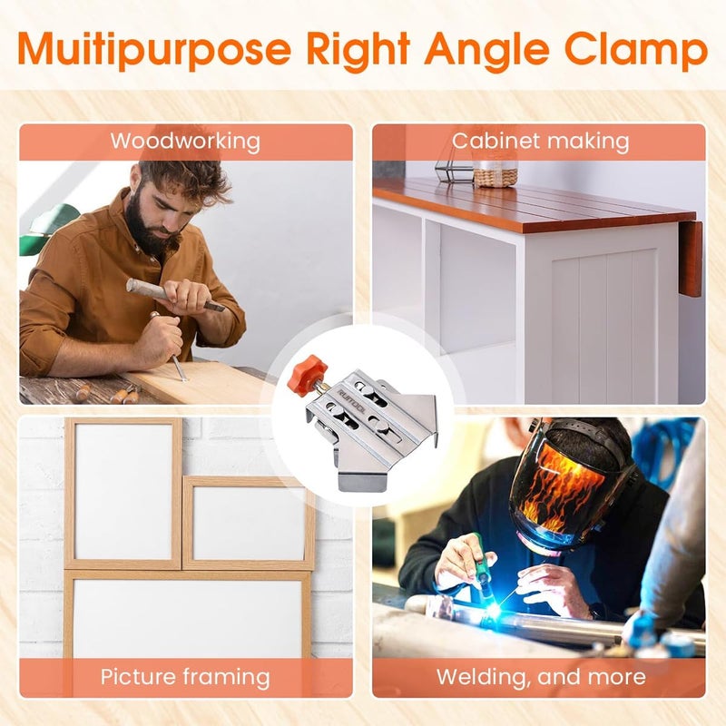 NIKTION 2Pcs Woodworking Right Angle Clamps Open Mouth Right Angle Clamps Adjustable Woodwork Right Angle Clamps Corner Clamp Stainless Steel Corner Clamps - Image 3