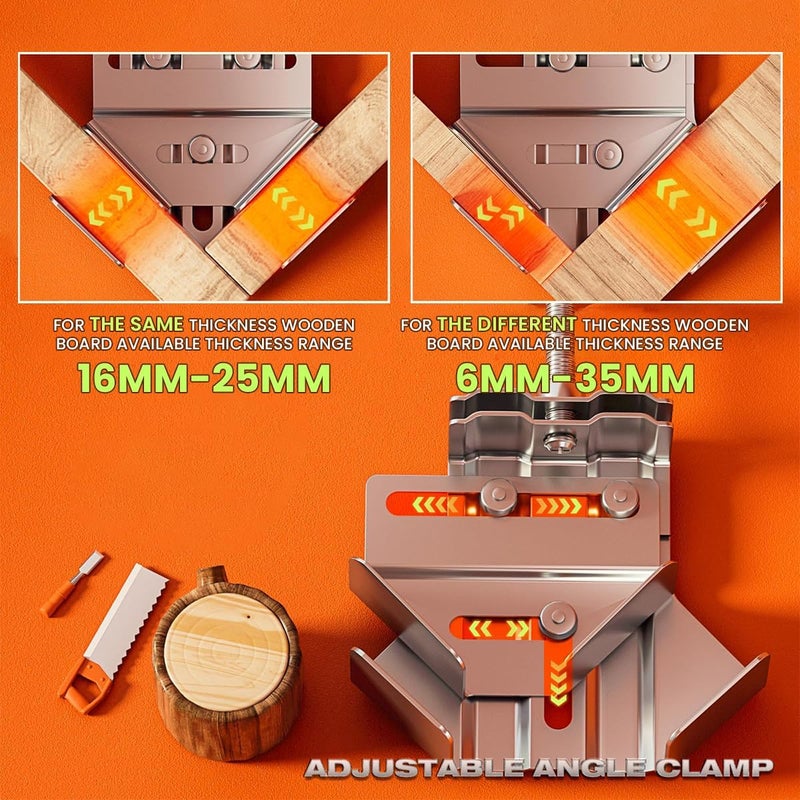 NIKTION 2Pcs Woodworking Right Angle Clamps Open Mouth Right Angle Clamps Adjustable Woodwork Right Angle Clamps Corner Clamp Stainless Steel Corner Clamps - Image 5