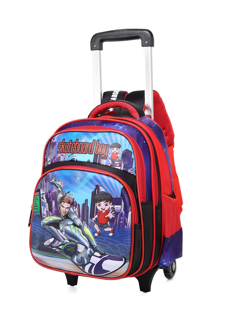 Stargold Baby Backpack 3Pcs For Baby Boys 1 lunch 1 Pencil Box And 1 Bag With Adjustable Strap For School 2 Wheels 14 Inch  - Image 2