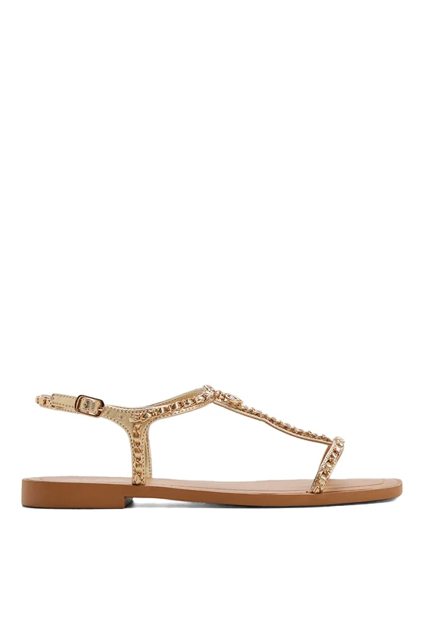 Madge Ladies Gold Flat Sandals