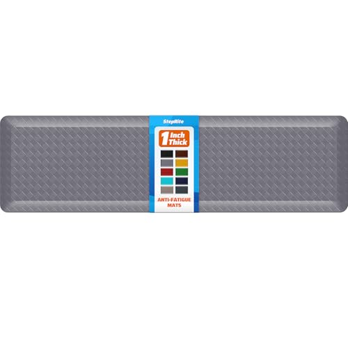 StepRite 1” Thick Kitchen Mats for Floor, Anti Fatigue Kitchen Rugs, Non-Slip,Heavy Duty Water Resistant Kitchen Rug, Standing Desk Mat for Friends, Family, Home, Kitchen, Office (72" x 20", Grey) - Image 1