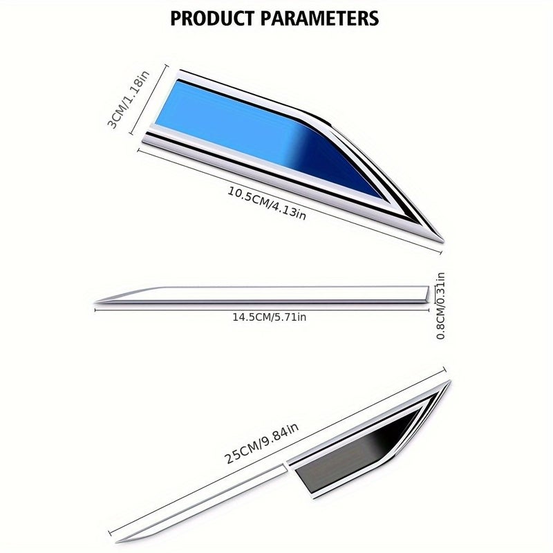 2pcs 3D Metal Car Leaf Board Sticker Black Car Accessory Decoration - Image 2
