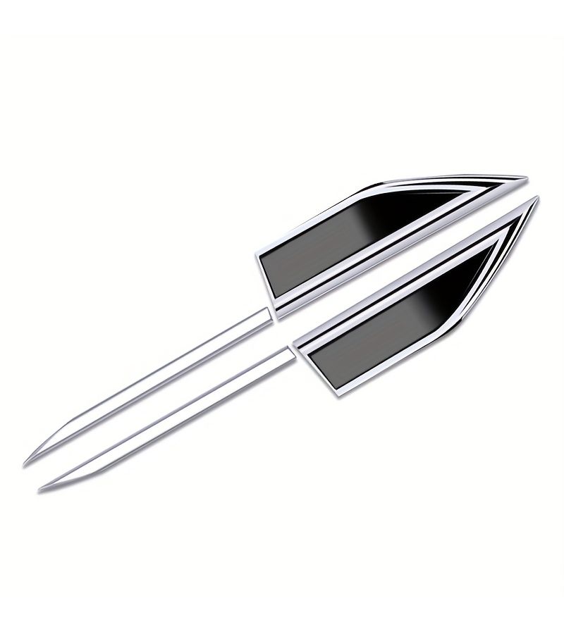 2pcs 3D Metal Car Leaf Board Sticker Black Car Accessory Decoration - Image 3