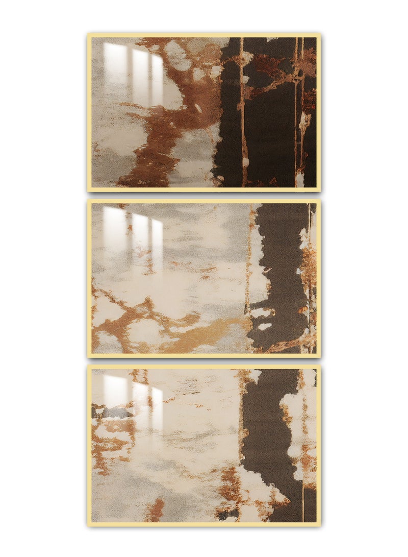 Marktna Three Wall Panels 150x70cm With an Abstract Design Golden Frame And a Transparent Acrylic Layer 0.5kg - Image 2