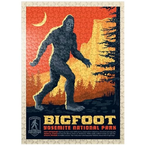 MyPuzzle.com MyPuzzle Legends of The National Parks Yosemites Bigfoot Vintage Poster Premium 500 Piece Jigsaw Puzzle for Adults - Image 1