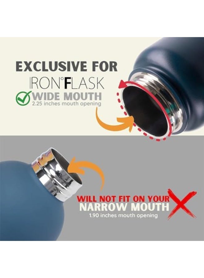 جيه زد اس غطاء مزود بماصة من JZS متوافق مع زجاجات Hydro Flask ذات الفوهة الواسعة (سعة 32 و40 أونصة / حوالي 1.18 لتر)؛ غطاء بديل علوي مزود بماصة (يتضمن: ماصتان، فرشاة تنظيف، مقبض من حبل المظلات "باراكورد"، وغطاء حماية سفلي من السيليكون). - Image 5
