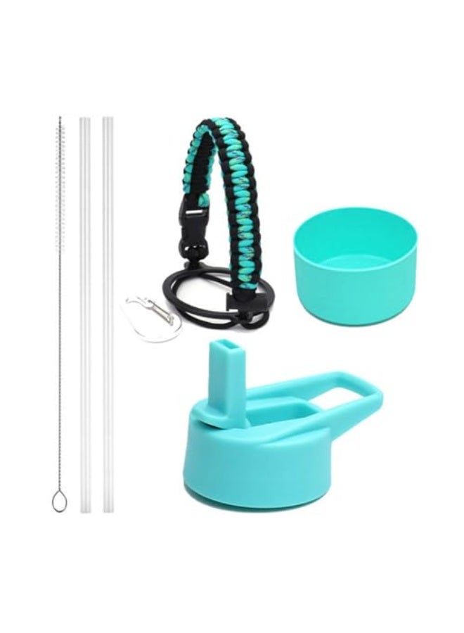 جيه زد اس غطاء مزود بماصة من JZS متوافق مع زجاجات Hydro Flask ذات الفوهة الواسعة (سعة 32 و40 أونصة / حوالي 1.18 لتر)؛ غطاء بديل علوي مزود بماصة (يتضمن: ماصتان، فرشاة تنظيف، مقبض من حبل المظلات "باراكورد"، وغطاء حماية سفلي من السيليكون). - Image 2
