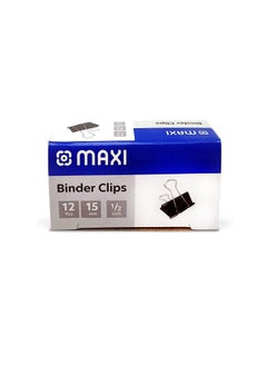 Maxi MAXI BINDER CLIP 15MM BOX OF 12PC BLACK  - Image 1