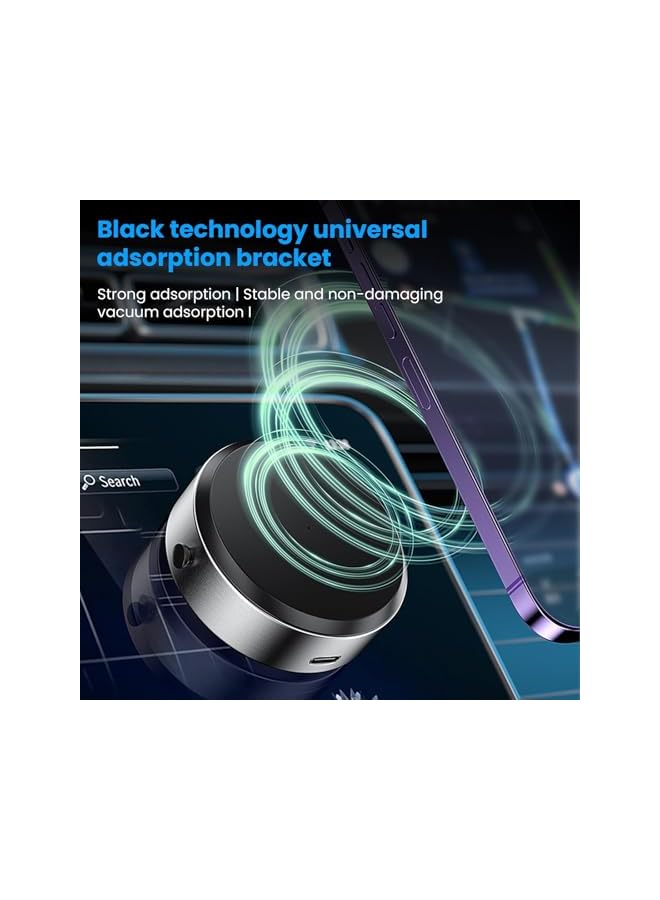 S-TOP 1pcs Magnetic Car Suction Cup Holder Mount,Double-Sided Magnetic Phone Holder Mount,Adjustable Cell Phone Mount(Sliver) - Image 2