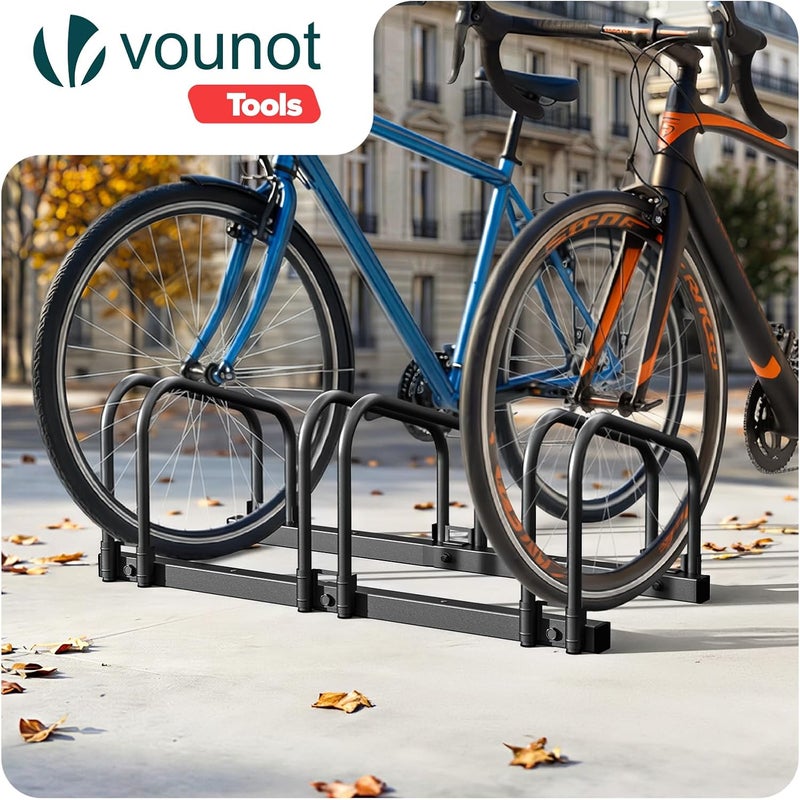 VOUNOT حامل دراجات VOUNOT لـ 3 دراجات، أرضي ومثبت على الحائط، حامل متعدد، أسود تصميم منتشر عالميا - Image 2