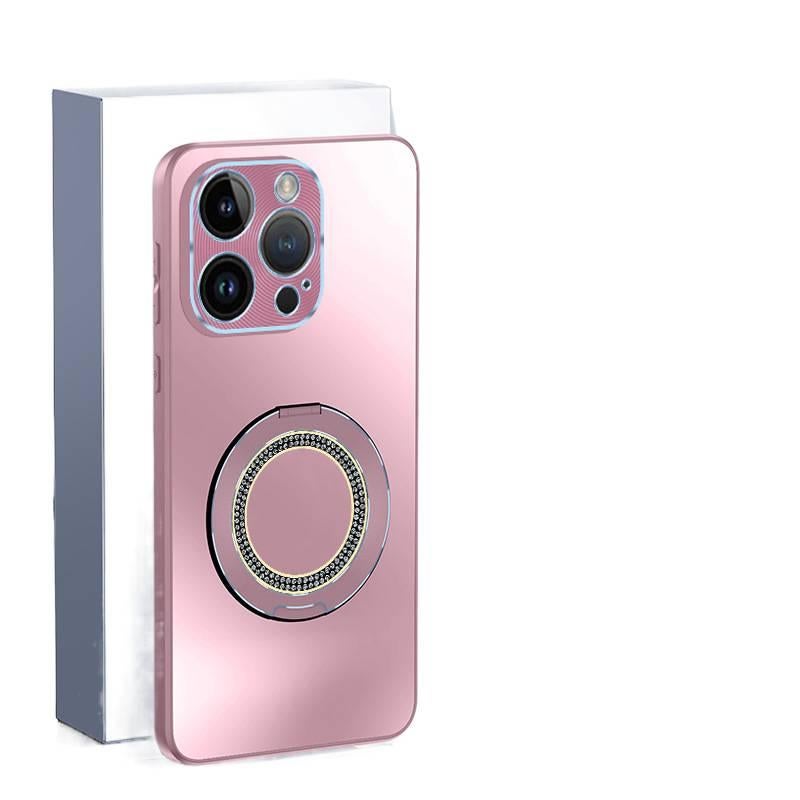 غطاء واقي بPC لـ iPhone 15 / 15 Plus / 15 Pro / 15 Pro Max مع حماية من السقوط ورفيع للغاية مع مقاوم للصدمات مع خاتم ألماس لامع مع لمسة نهائية غير لامعة AG باللون وردي باللون الوردي - Image 1
