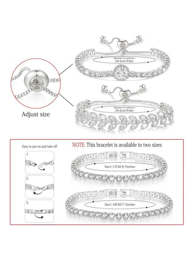 Suyi Tennis Bracelet Cubic Zirconia Bracelet Silver Plated Bracelets for Women 17CM Silver 1 - Image 4
