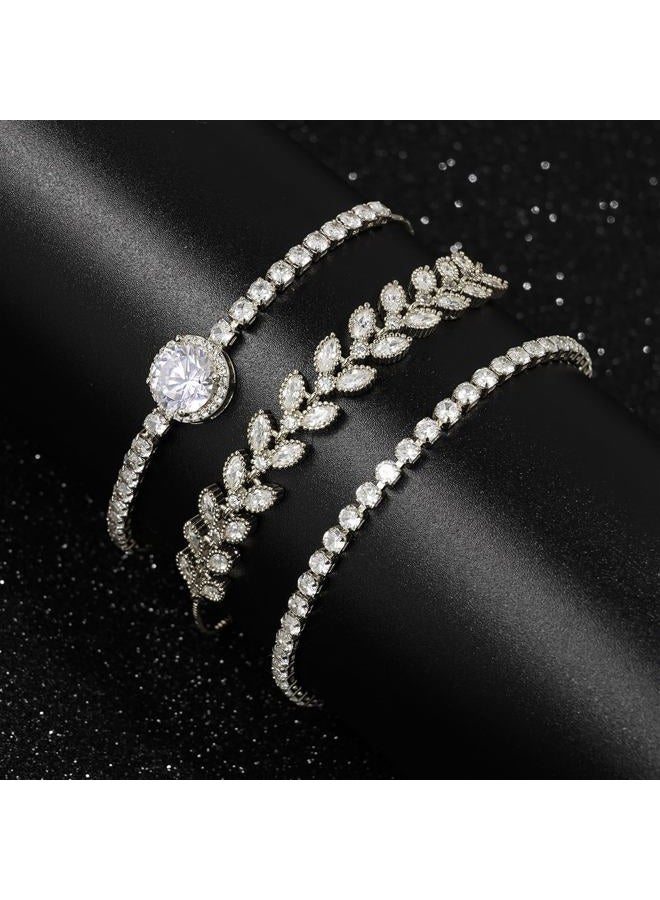 Suyi Tennis Bracelet Cubic Zirconia Bracelet Silver Plated Bracelets for Women 17CM Silver 1 - Image 5