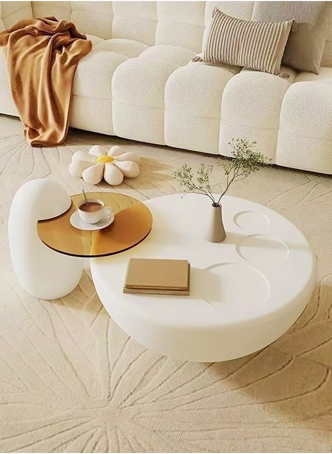 Set of 2 Multifunction Modern Luxury Design Coffee Table Set Creative Claw Shape Side Table Glass Round End Table Center Table for Living Room Home Office Furniture 82x39 and 55x50 cm 