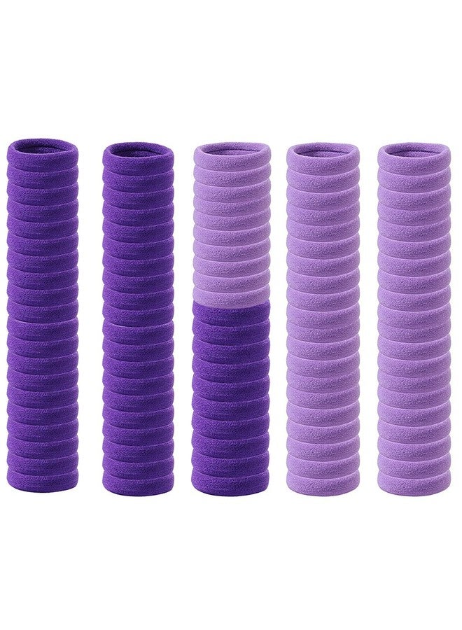 Glamyou Hair Ties, Ponytail Holders for Thick Thin Hair, Elastic Hair Ties for Women, Girls, No Cease Nylon Hair Ties, Soft Seamless Hair Bands, No Damage (Purple, Pack of 50 Ps) - Image 2