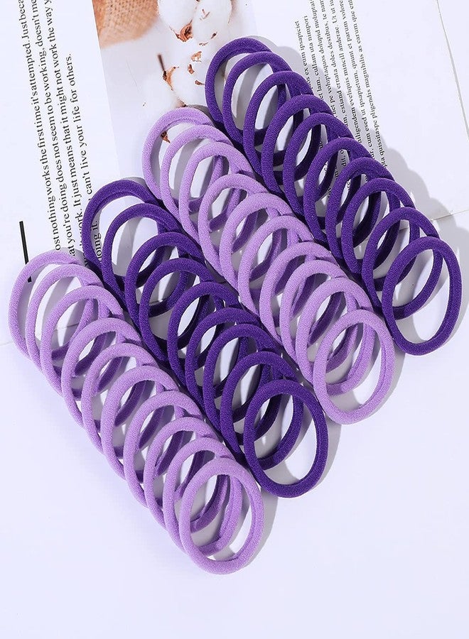 Glamyou Hair Ties, Ponytail Holders for Thick Thin Hair, Elastic Hair Ties for Women, Girls, No Cease Nylon Hair Ties, Soft Seamless Hair Bands, No Damage (Purple, Pack of 50 Ps) - Image 1