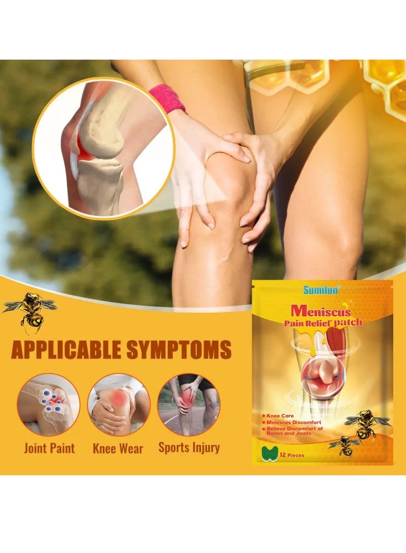 Sumifun 12 قطعة لاصقة تخفيف ألم الغضروف تخفيف ألم المفاصل رعاية الركبة لاصقة سم النحل لعلاج رعاية المفاصل الرعاية الصحية لاصقة سم النحل لتخفيف الألم - Image 3