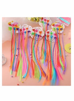 Generic Children's Hair Extensions with Hair Clips, Clip-on Rainbow Neon Braid Hair Extensions for Girls Hair Decoration Birthday Party Good for Children's Show 24Pcs  - Image 2
